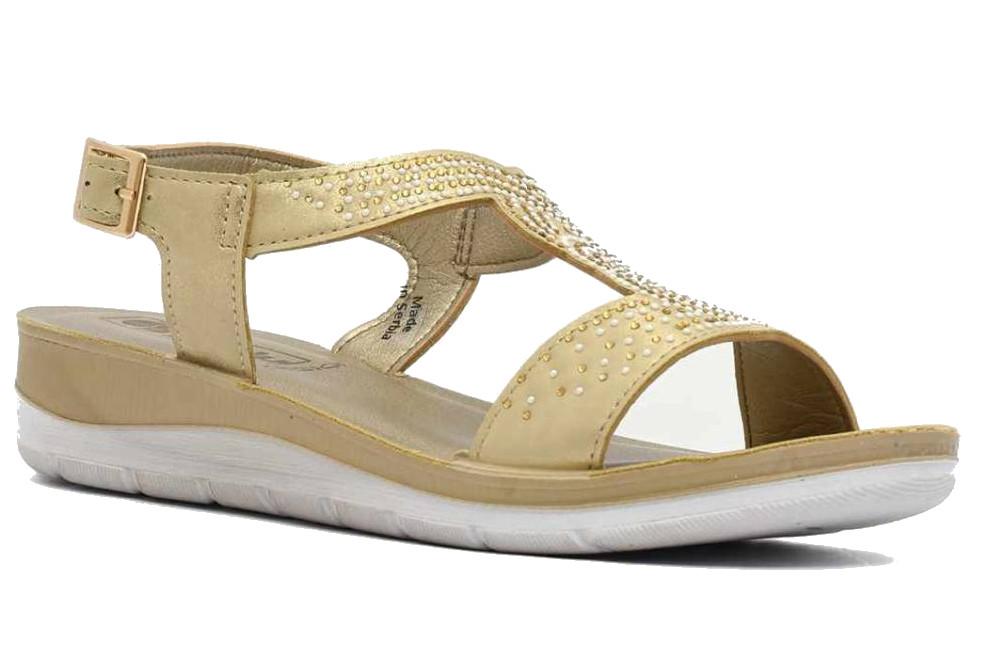 Sandalias deportivas con cuña Inblu BV000049 oro para mujer