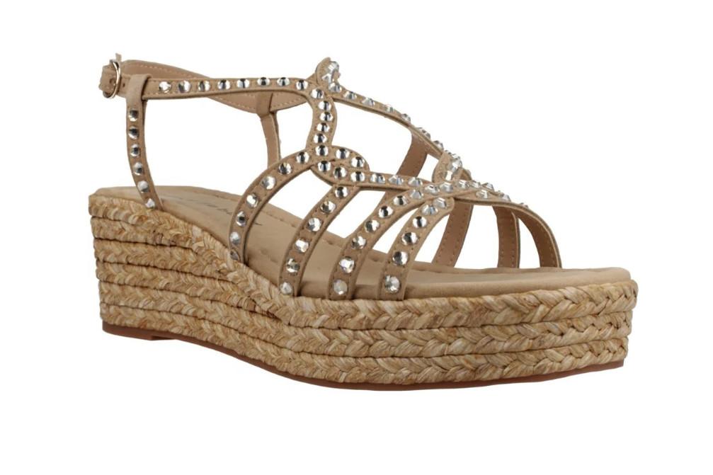Sandalias de Cuña Alma en Pena V2650753 Siena en arena de mujer con Pedrería