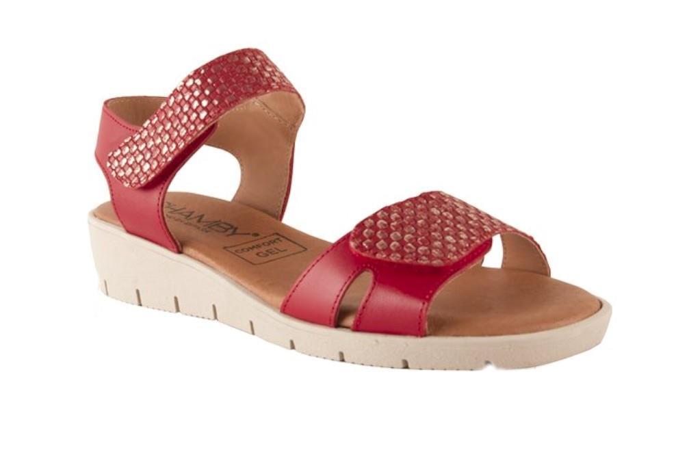 Sandalias planas Chamby 886 en rojo para mujer