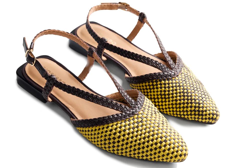 Bailarinas destalonadas de piel trenzada Gioseppo Techumesh 79270 amarillo – cómodas y elegantes