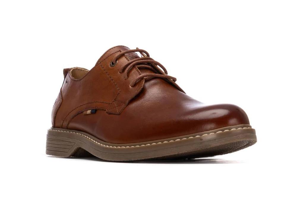 Zapato con cordones Carmela 163904 camel para hombre de Piel y Suela Antideslizante