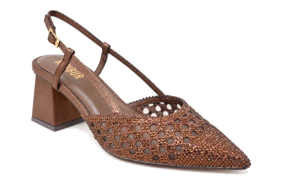 Zapatos de tacón ancho destalonados de fiesta Menbur BM749 bronce