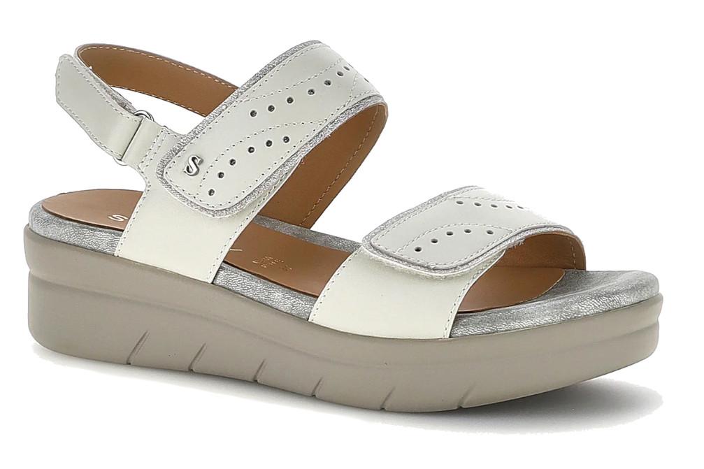 Sandalias con cuña AQUA III 31 Stonefly 223653en gris claro piel napa con glitter