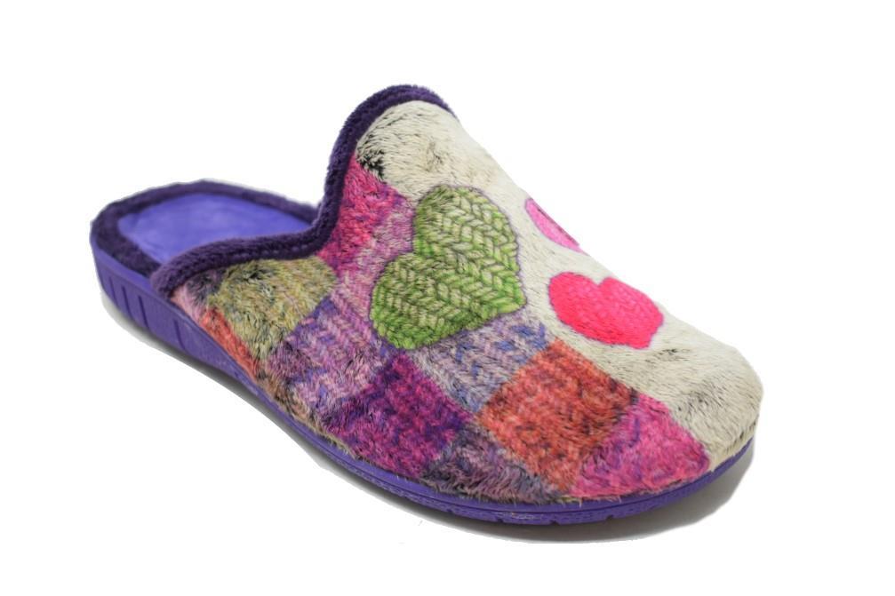 Zapatillas de casa Calusa 945 en corazones para mujer morado