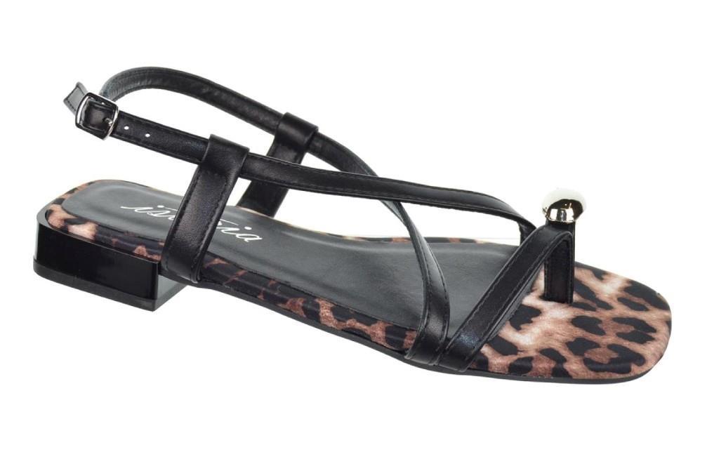 Sandalias planas Isteria 25084 para mujer en negro