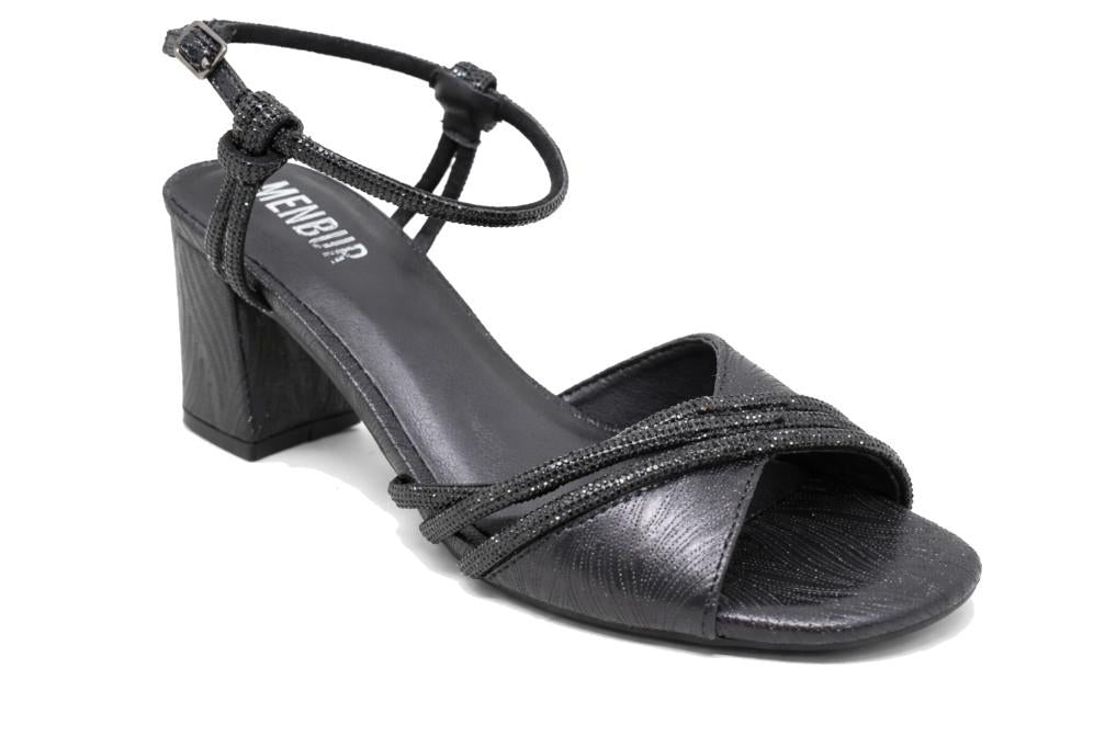 Sandalias de fiesta MENBUR AM71701 negras con pedrería para mujer