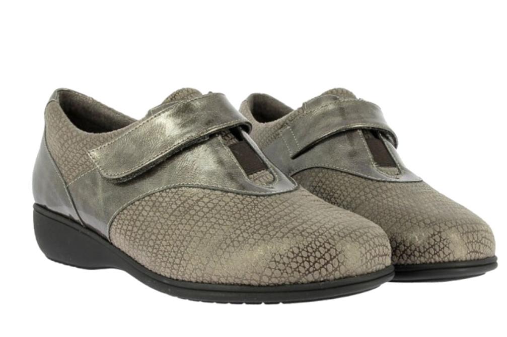 Zapatos deportivos Doctor Cutillas 53578 charol antracita para mujer con cierre ajustable
