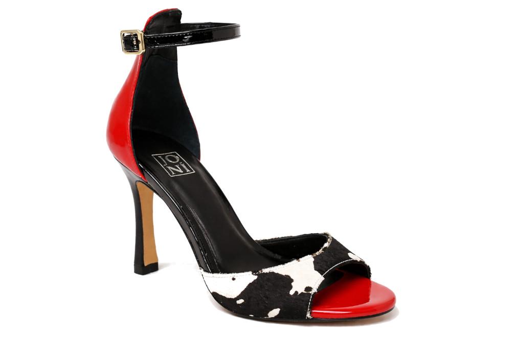 Sandalias de tacón Joni 30145 mujer blancas con animal print y pulsera al tobillo – tacón alto elegante
