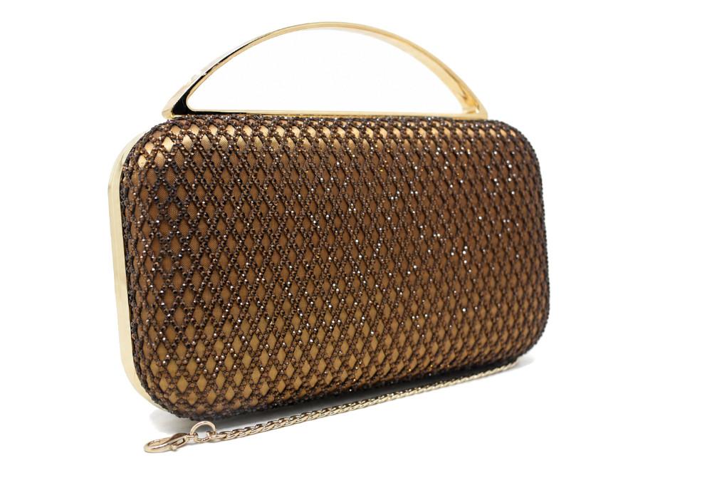 Bolso Clutch de Fiesta Menbur AMB72 Bronce con Asa y Cadena