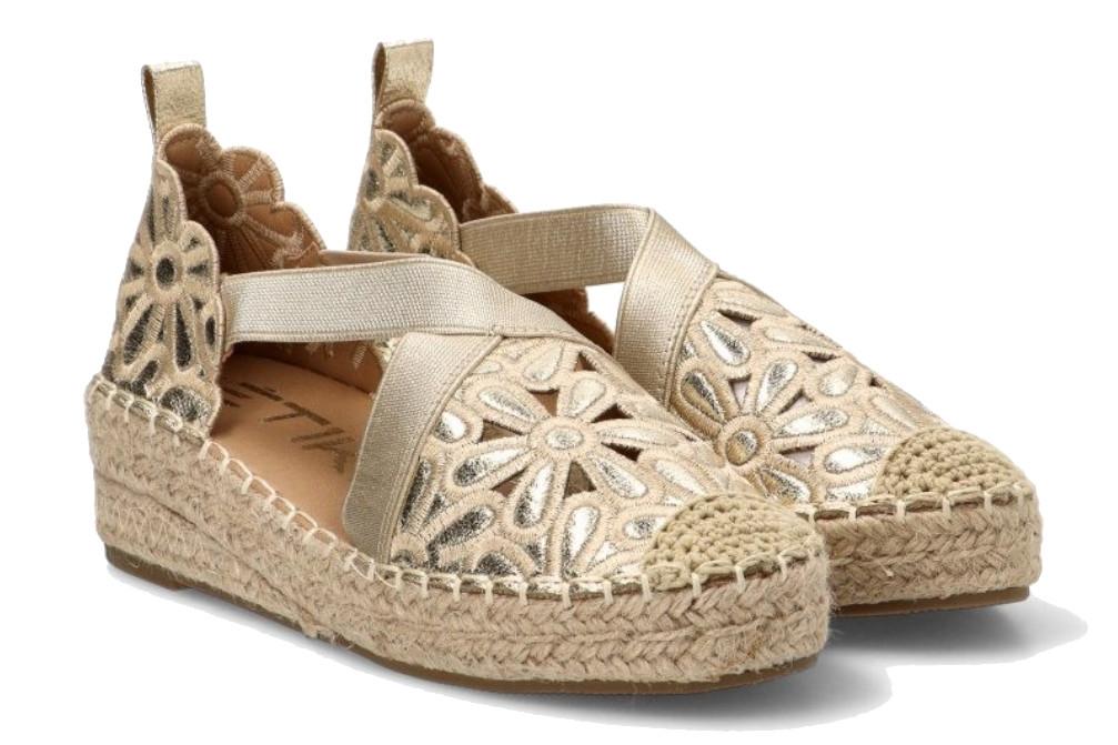 Alpargata de Cuña Media ARMONY 20039 Oro para Mujer Elegante y Cómoda