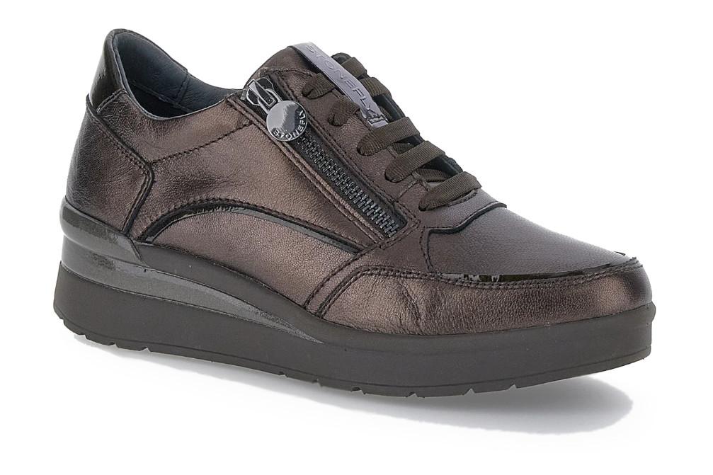 Zapatillas mujer Stonefly Cream 58 marrón de piel con cremallera