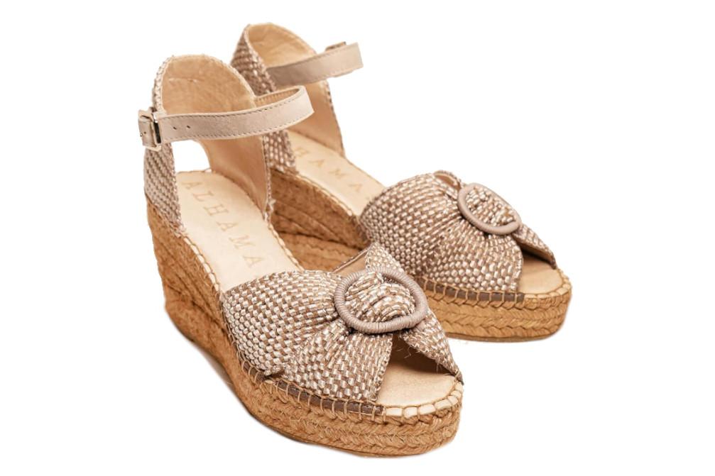 Alpargatas de cuña media Alhamas Amapola 06900RY5D en color taupe