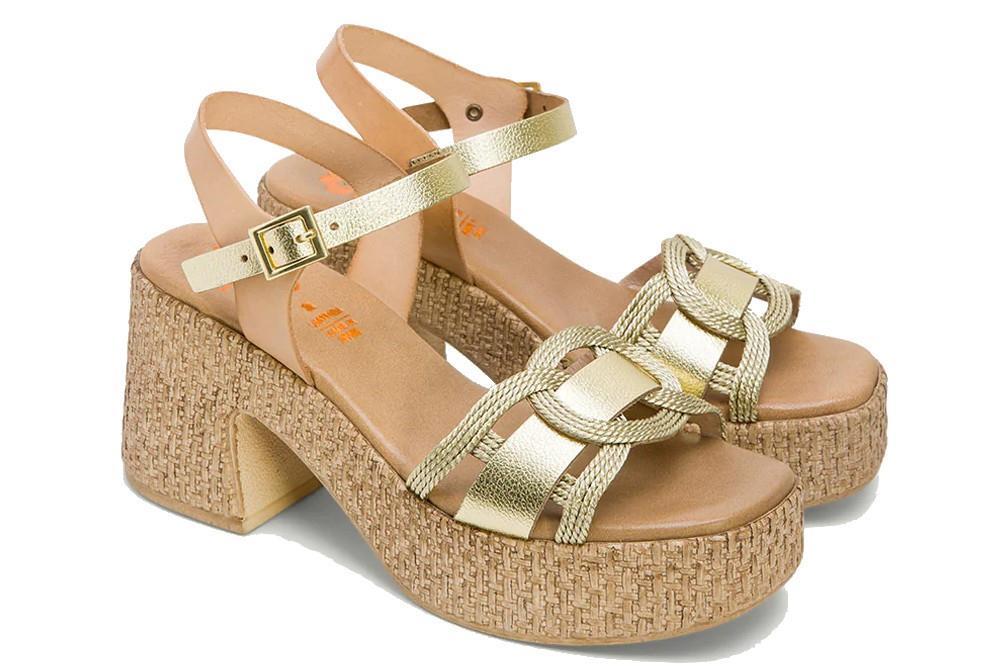 Sandalias con cuña Porronet Jana 3061 en oro