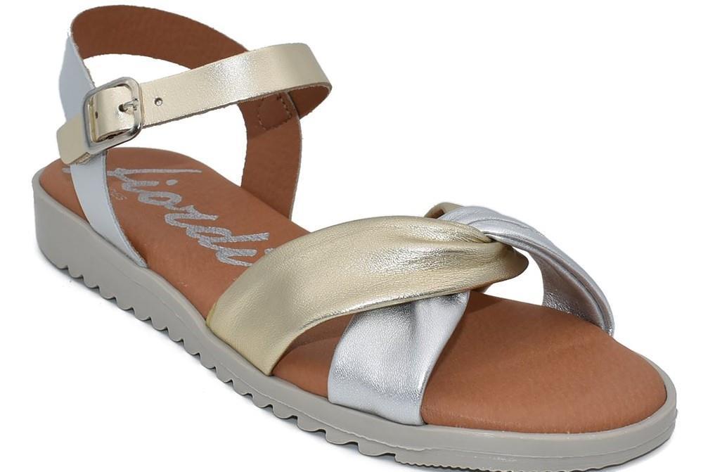 Sandalias planas cómodas Fiordi 101 en platino