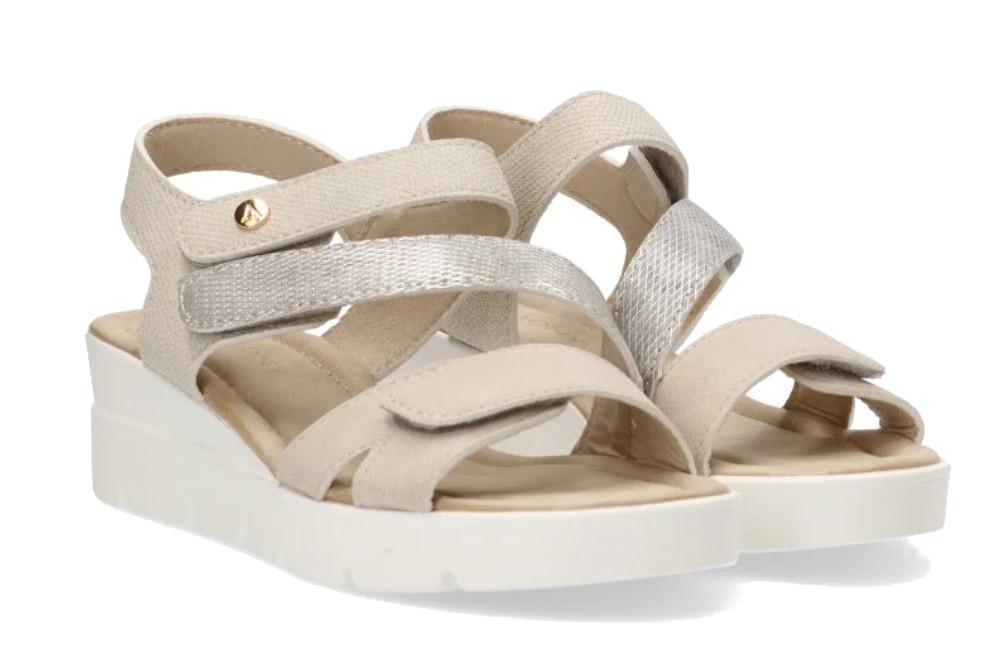 Sandalias de Cuña ETIKA by ARMONY Palmones 40006 Beige para Mujer con Tiras Cruzadas