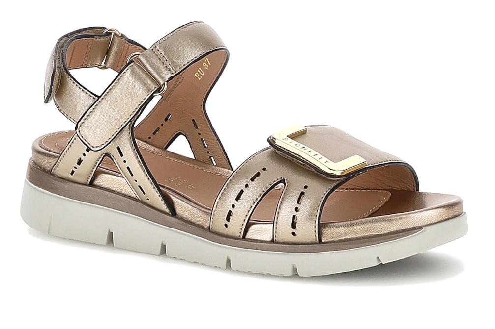 Sandalias planas Stonefly 223658 Elody 24 Oro Mujer | Piel Laminada