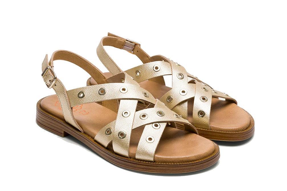 Sandalias planas Porronet Mónica 3125 en dorado