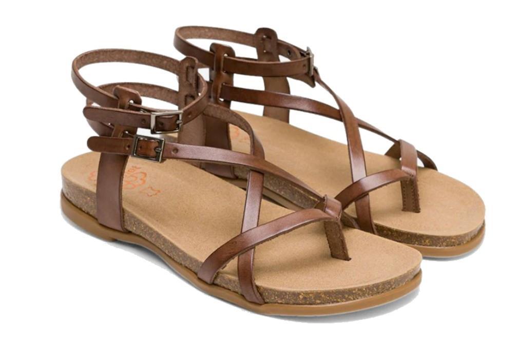Sandalias planas bio romanas Porronet Selena 3133 en moka