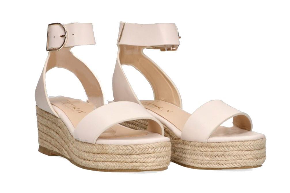 Sandalia con cuña baja Etika 10006 en beige para mujer