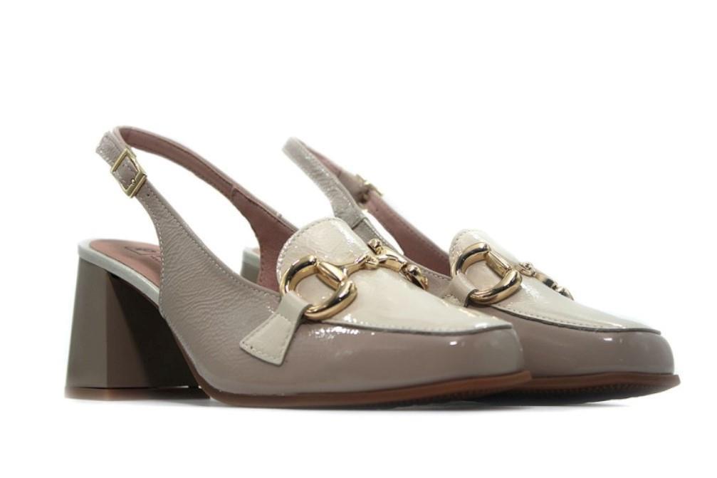Mocasín de tacón Pitillos 5795 para mujer en color piedra