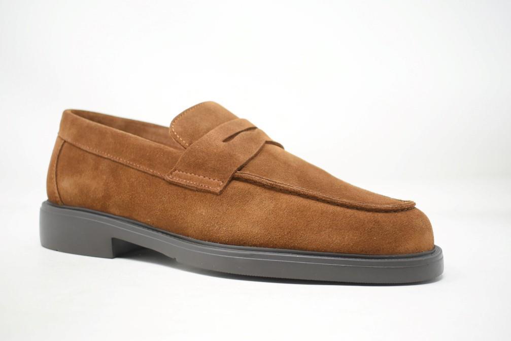 Mocasín para hombre de serraje cuero
