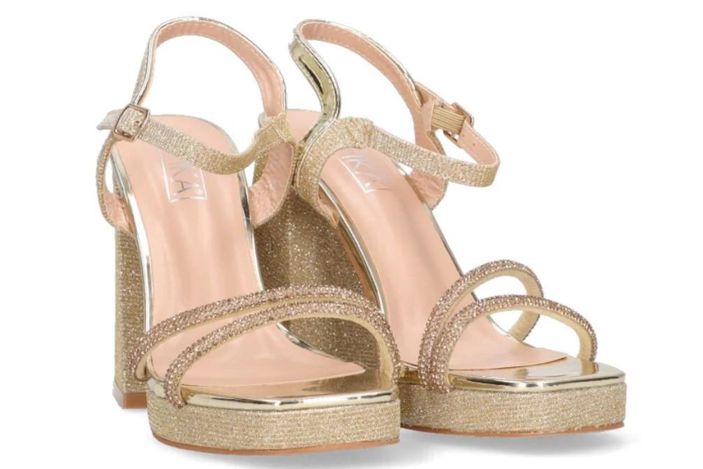 Sandalia con tacón Etika WINEGLASS 91621 en dorado para mujer