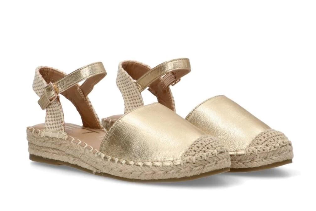 Alpargatas planas ETIKA 20038 VELHA en oro para mujer