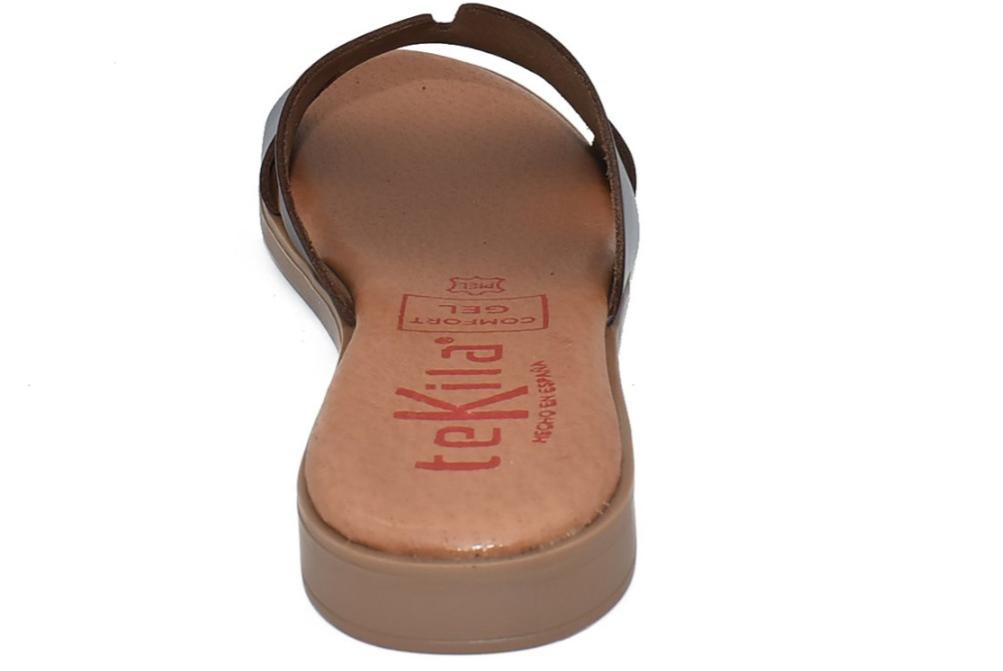 Sandalias de Pala Tekila 141 Metalizada color marrón Mujer | Piel, Plantilla Gel y Máximo Confort