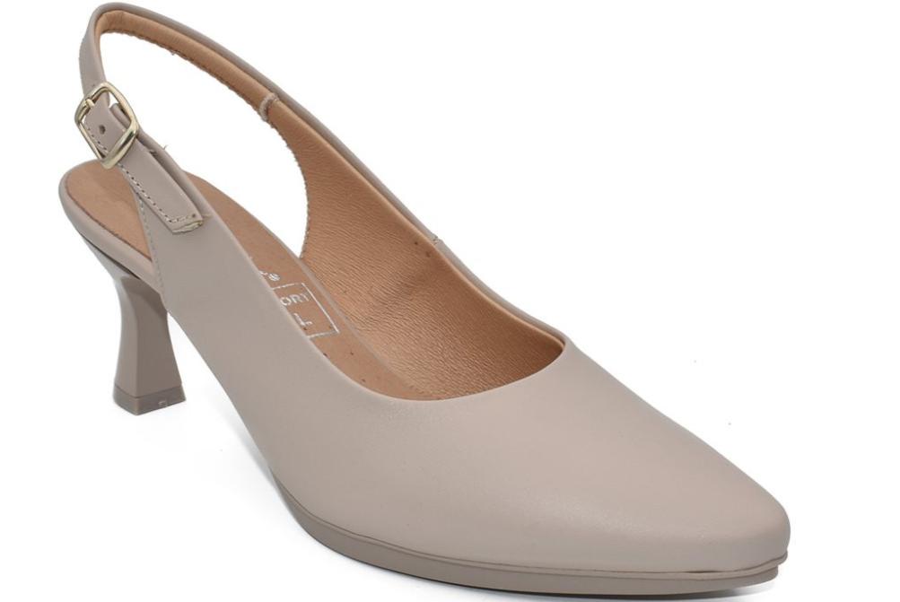 Zapatos de tacón medioDestalonados Chamby 4241 beige Mujer | Slingback de Piel para Fiesta y Eventos