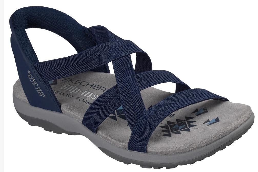 Sandalias Skechers Slip-ins Reggae Slim Stretch Flex azul marino Mujer 163460 | Cómodas, Ligeras y Fáciles de Calzar
