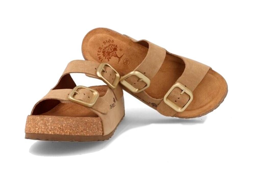 Sandalias Planas Interbios 2007S Beige para Mujer | Sandalias de Piel con Plataforma Baja y Máxima Comodidad