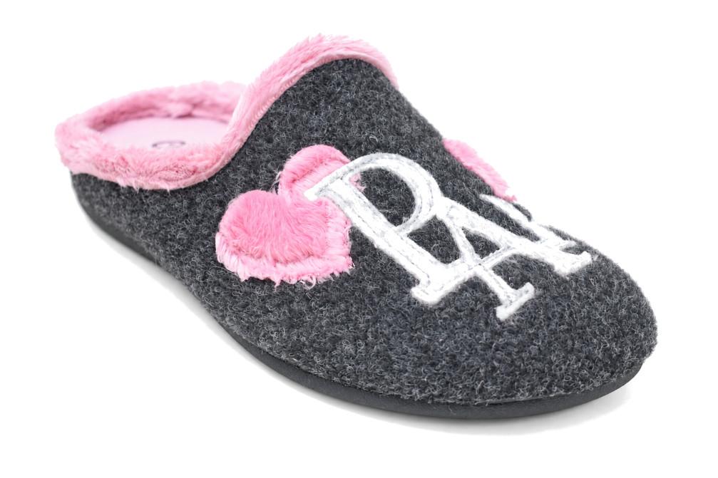 Zapatillas de casa Cabrera 3238 gris antracita para mujer, destalonadas con diseño París