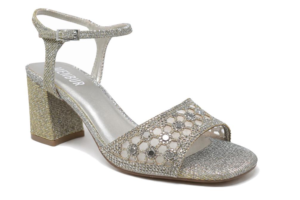 Sandalias de fiesta con tacón medio Menbur AM72971 en color gris