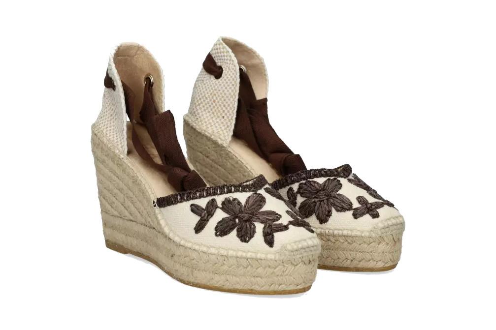 Alpargatas de cuña alta Alhamas Romero 12122BP7D de yute con estampado de flores