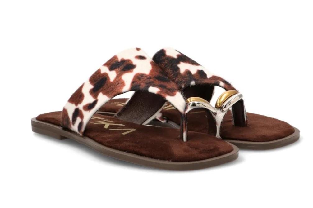 Sandalia de Dedo planas ETIKA Capri 10172 Animal Print – Sandalias Planas Estampado Vaca para mujer