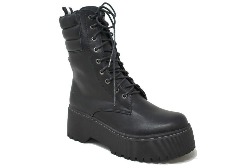 Botín militar plataforma Isteria 21218 en negro para mujer