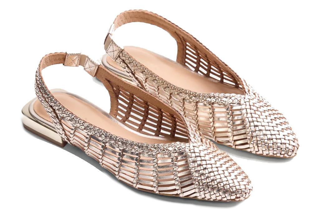 Bailarinas destalonadas de piel trenzada Gioseppo 79220 Maipo platino – elegantes y cómodas