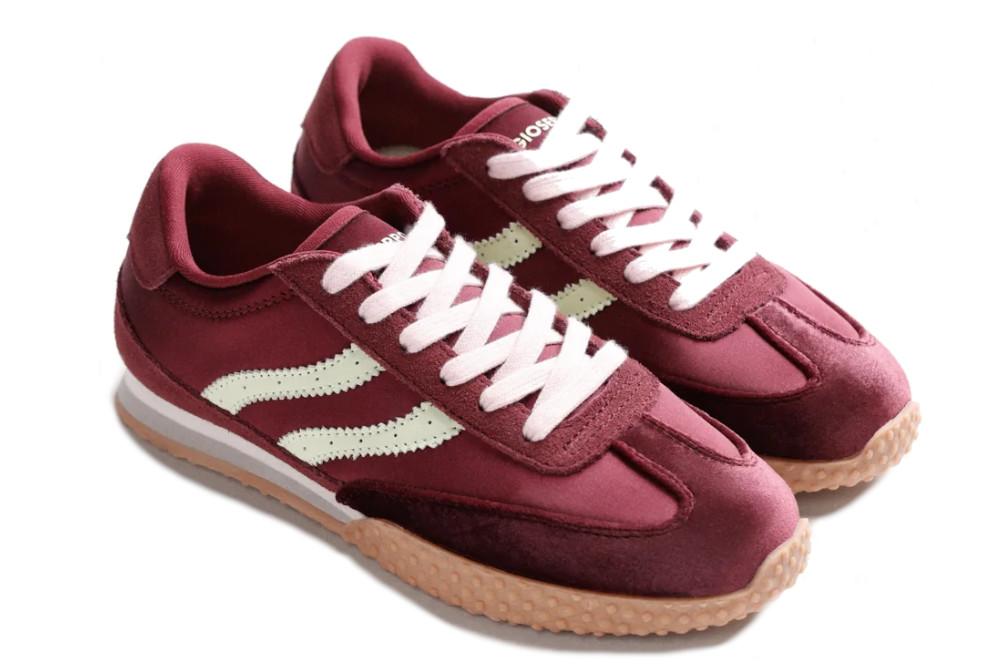 Zapatillas deportivas Gioseppo 8066 de Piel y Satén Burdeos para mujer