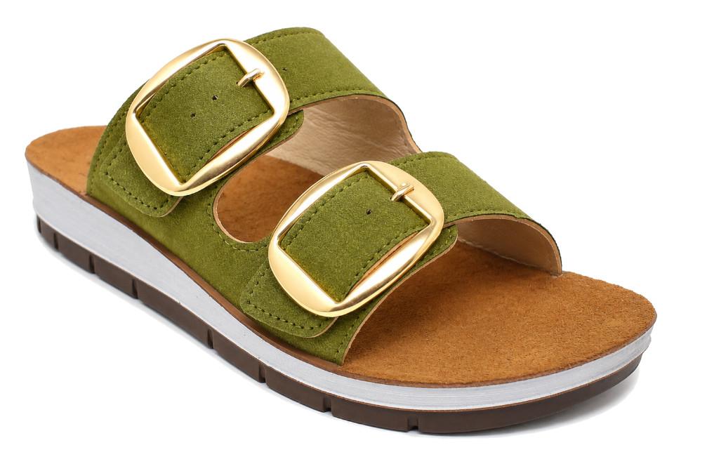 Sandalia estilo bio tipo chancla Inblu CP000061 verde para mujer con planta de piel