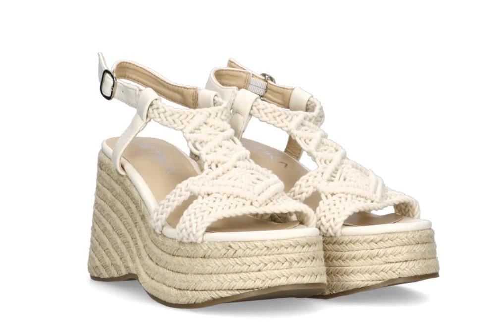 Sandalias con cuña Etika Fontanilla 20023 en beige para mujer