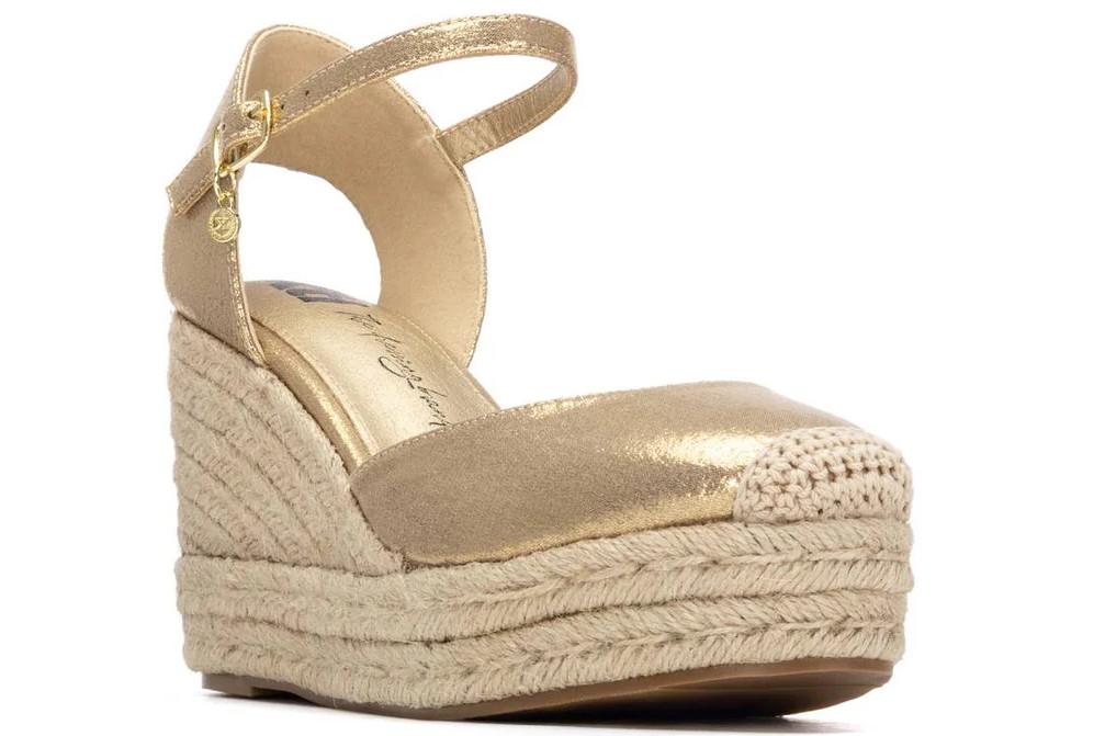 Alpargatas con cuña para mujer XTI 145416 en oro de Yute y Plataforma