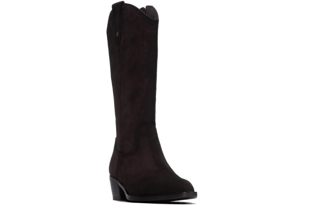Bota cowboy de serraje para mujer Carmela 164381 marrón con tacón