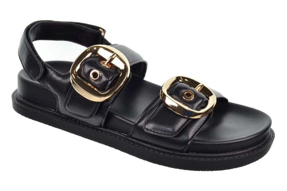 Sandalias planas bio 25056 en negro para mujer