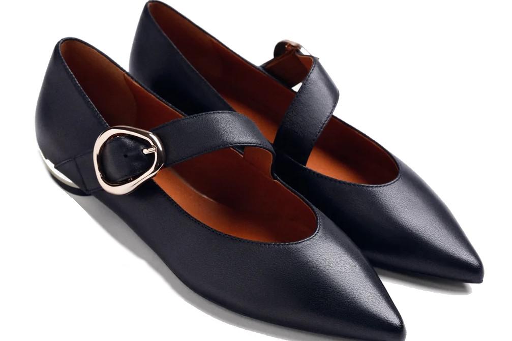 Bailarinas Gioseppo 80167 de Piel con Hebilla en negro para mujer
