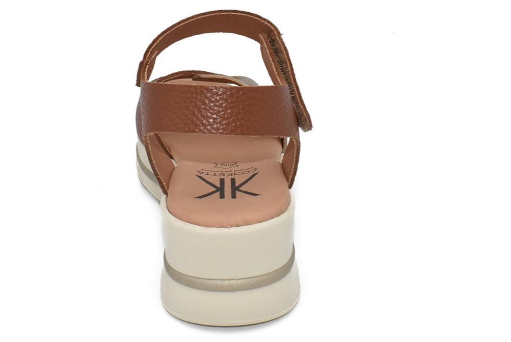 Sandalias con cuña media Cokketa 926 cuero Mujer | Piel Grabada, Plantilla Gel y Tacón Cómodo