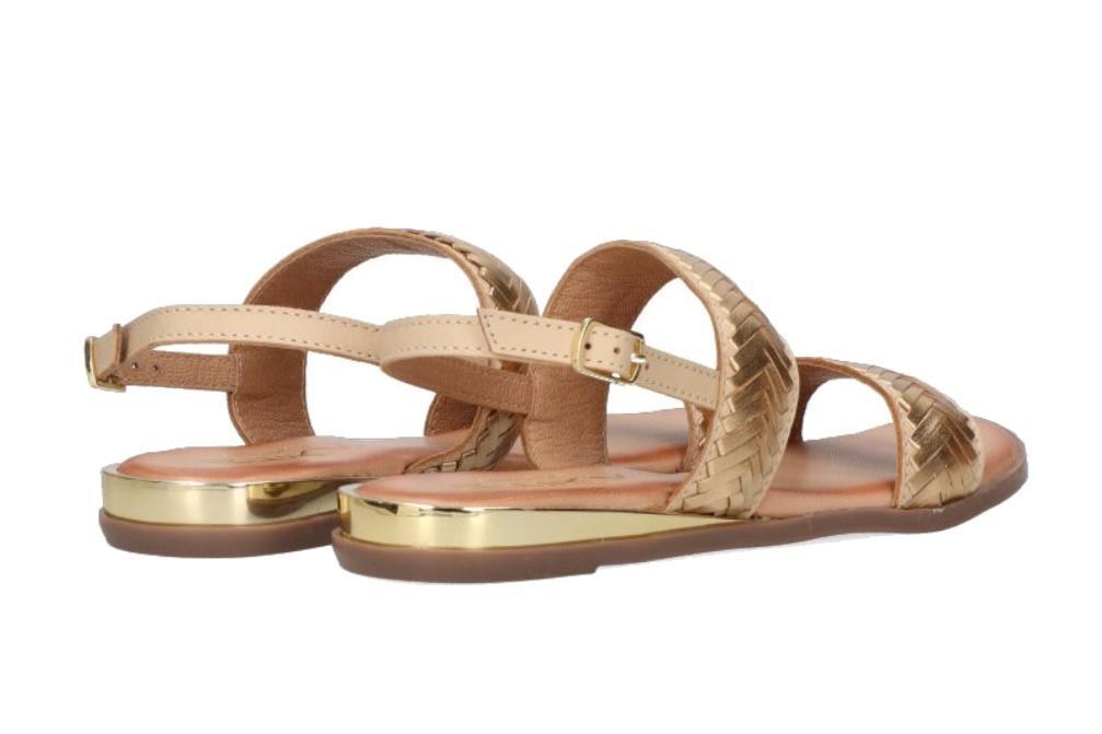 Sandalias planas Etika 10046 en oro para mujer