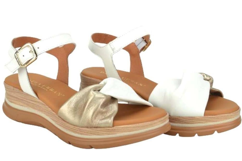 Sandalias con cuña Paula Urban 24-611 en blanco para mujer