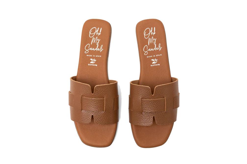 Sandalias planas Oh! My Sandals Alexia 5800 roble para mujer – de pala Metalizada y Máxima Comodidad