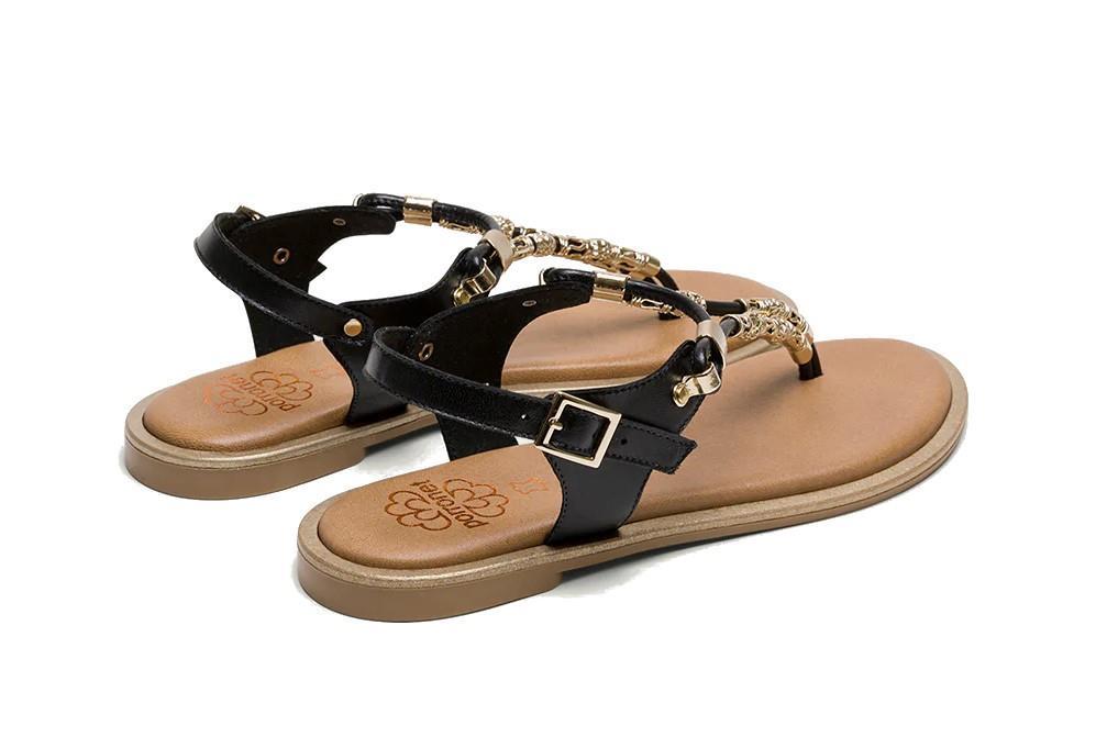Sandalias planas de dedo Estela 3112 en negro