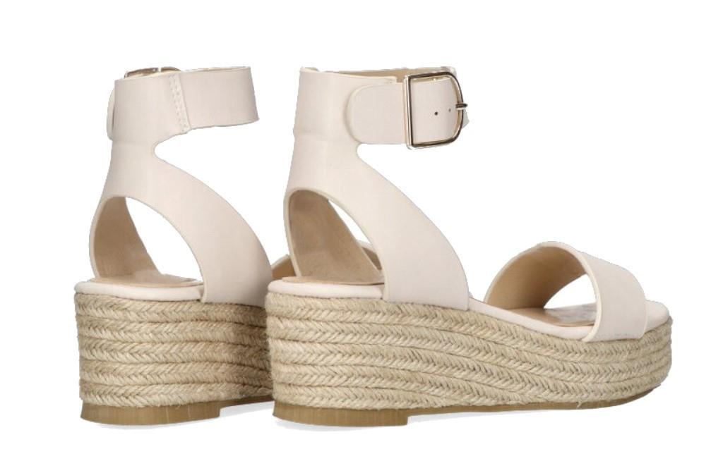 Sandalia con cuña baja Etika 10006 en beige para mujer